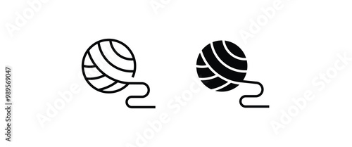 Skein of thread knitting icon. Balls yarn with knitting . Clews, wool. Tools knitwork, handicraft, crocheting, hand-knitting. Female hobby line and flat icons set, editable stroke isolated on white