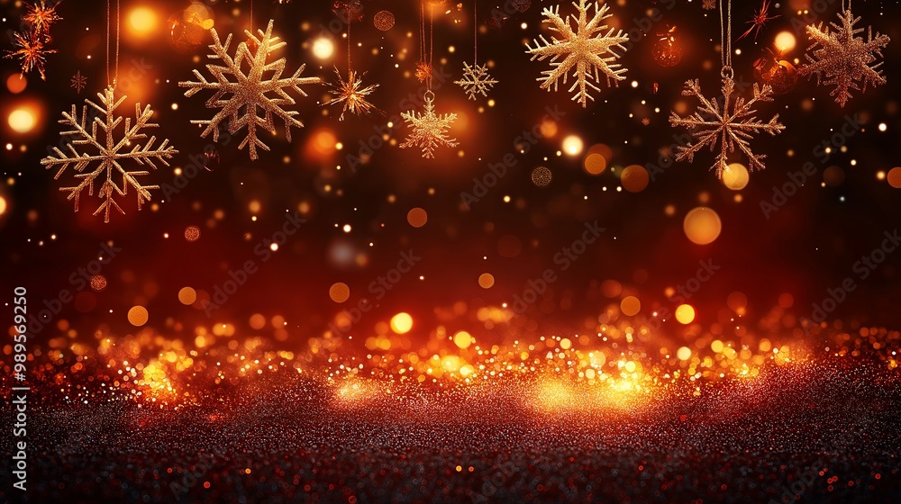 Christmas and New Year background with bokeh lights and snowflakes Christmas and New Year background with bokeh lights and snowflakes