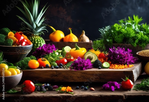 colorful arrangement plant based ingredients showcasing freshness creativity culinary presentations, art, appealing, bowls, bright, cuisine, design, edible