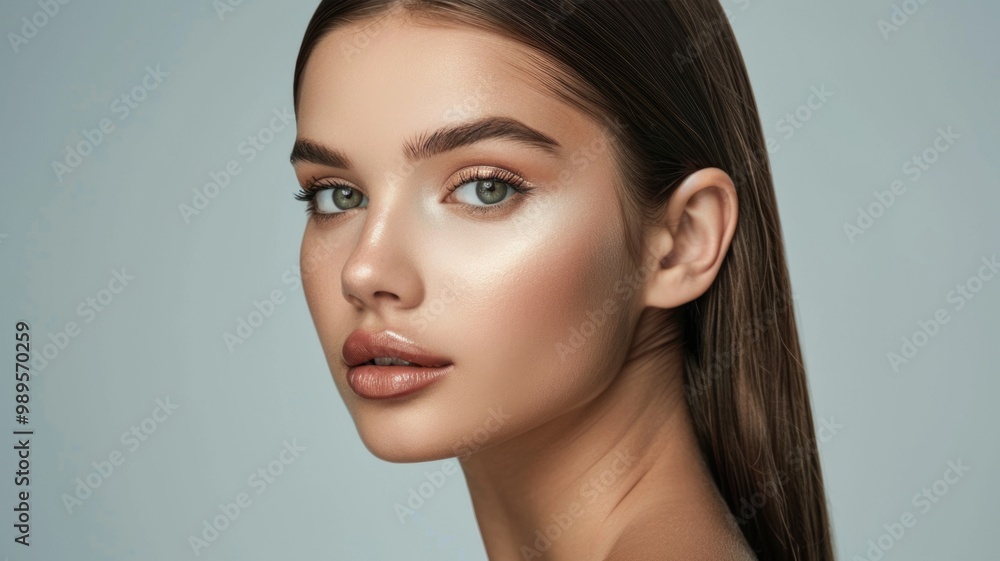 Portrait of a young woman with short dark hair and natural beauty Portrait of a young woman with short dark hair and natural beauty