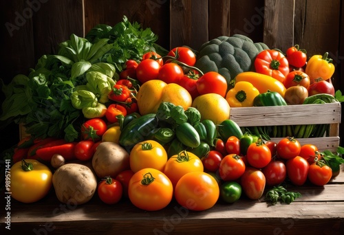 colorful array fresh produce displayed donation container community support charity initiatives, assortment, fruits, vegetables, healthy, organic, variety