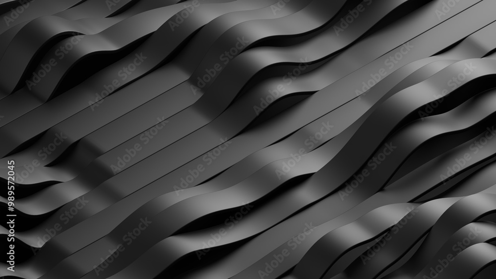 Obraz premium Abstract minimalist wavy surface motion background 3d illustration. Can be used to represent futuristic architecture, contemporary fashion or geometric moving shapes
