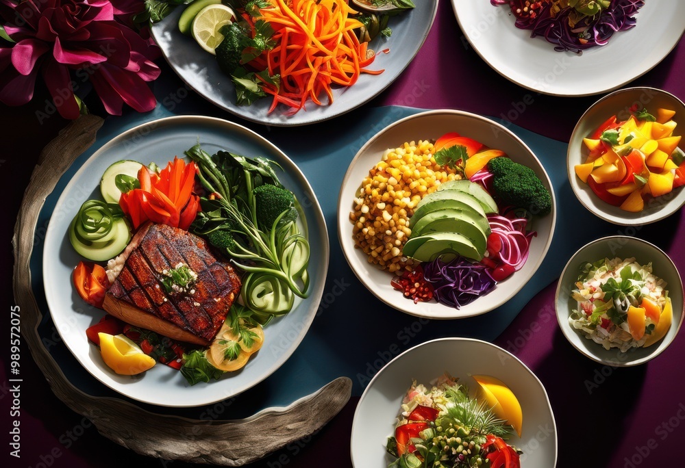 vibrant selection colorful quick service meals featuring fresh diverse eye catching presentations all food lovers, cuisine, ingredients, dish, flavor vibrant selection colorful quick service meals featuring fresh diverse eye catching presentations all food lovers, cuisine, ingredients, dish, flavor