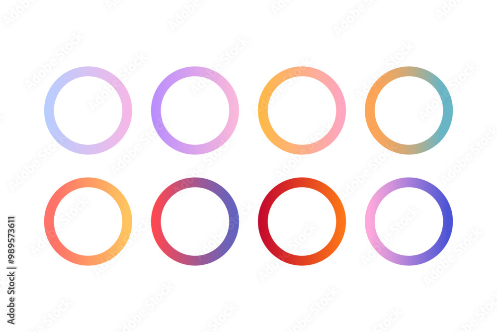 Obraz premium Set of gradient circle outline. Flat decorative element vector design isolated illustration.