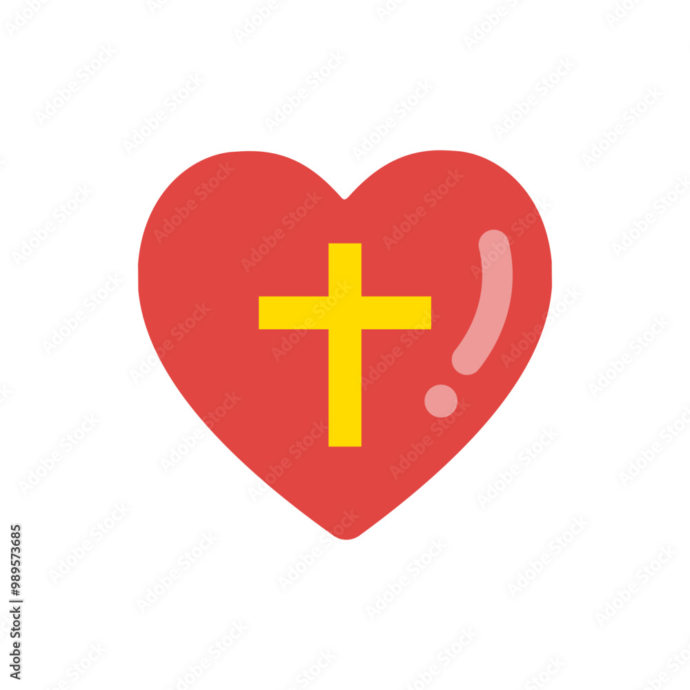 Heart with cross mark icon. Religion, church, faith, worship concepts. Flat vector design isolated illustration. Heart with cross mark icon. Religion, church, faith, worship concepts. Flat vector design isolated illustration.