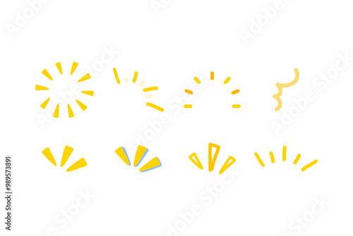 Set of hand drawn surprise line doodle expression. Flat decorative vector design isolated illustration.