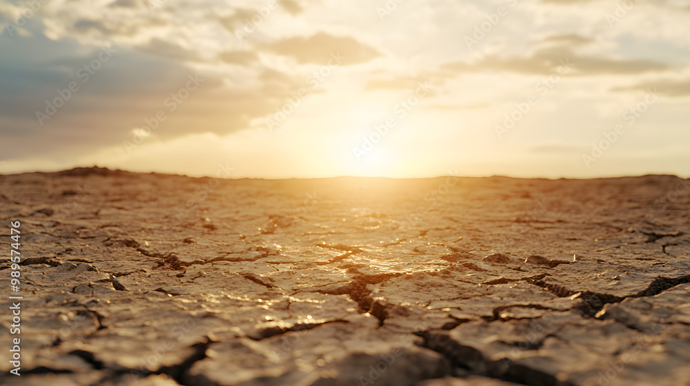 Obraz premium A barren cracked earth landscape under a scorching sun.