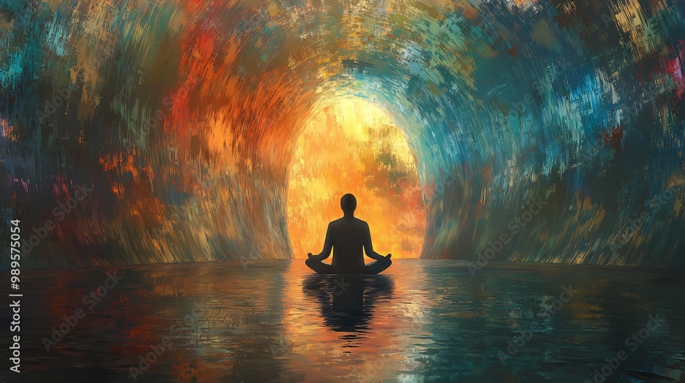 Meditating Person Finds Enlightenment Meditating Person Finds Enlightenment