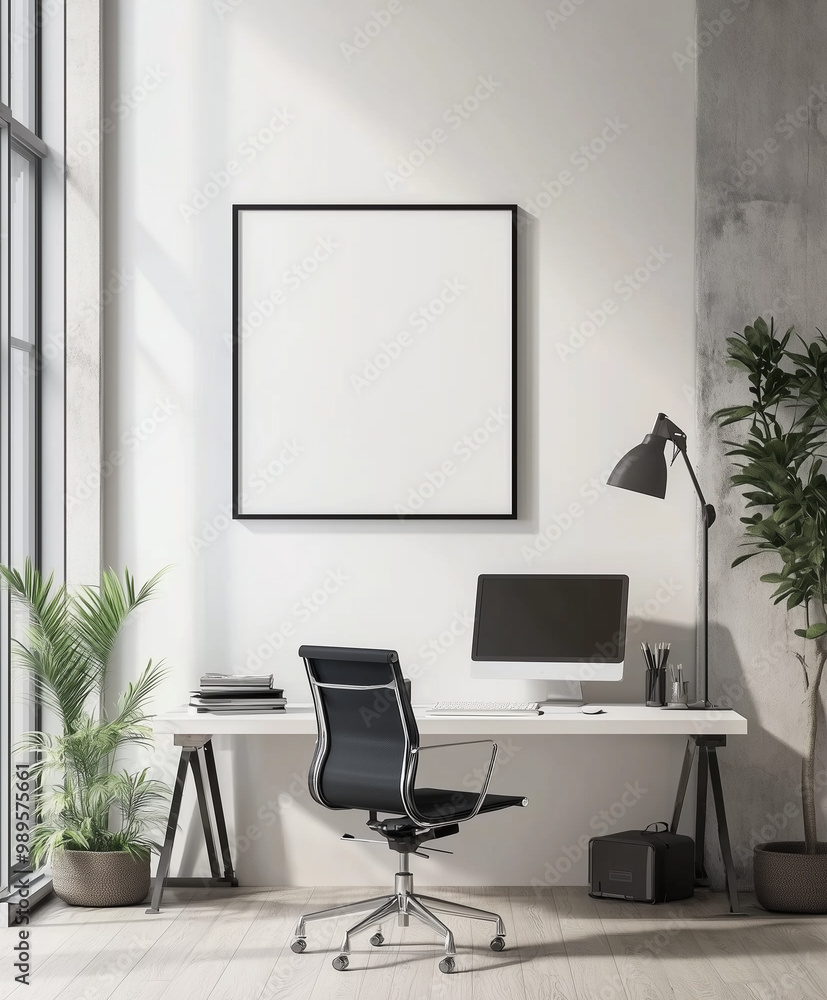Modern Poster Mockup Scene | Realistic Frame Display in Minimalist Interior, Contemporary Wall Art Showcase Modern Poster Mockup Scene | Realistic Frame Display in Minimalist Interior, Contemporary Wall Art Showcase