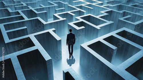 Businessman in the middle of a maze.