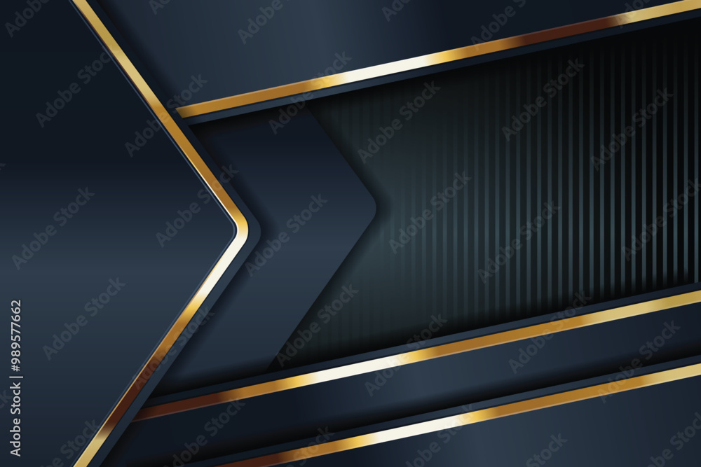Abstract dark blue and gold geometric background with stripes. Abstract dark blue and gold geometric background with stripes.