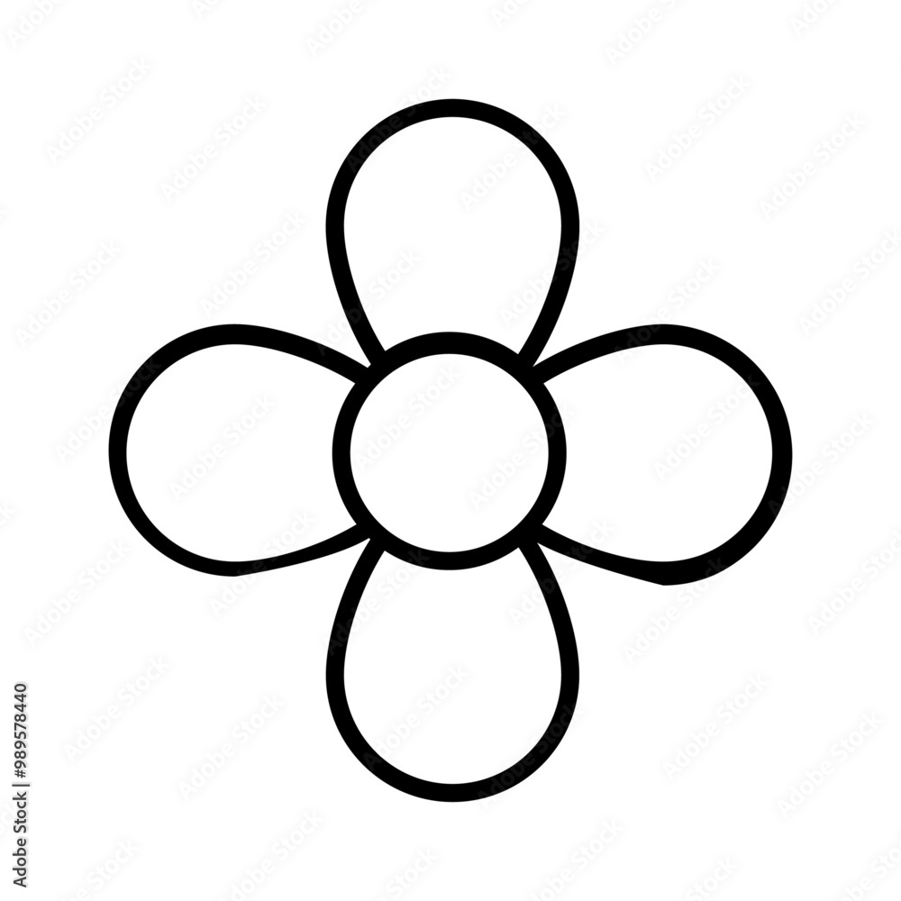Simple flower icon in black and white. Decorative flower. Vector illustration Simple flower icon in black and white. Decorative flower. Vector illustration