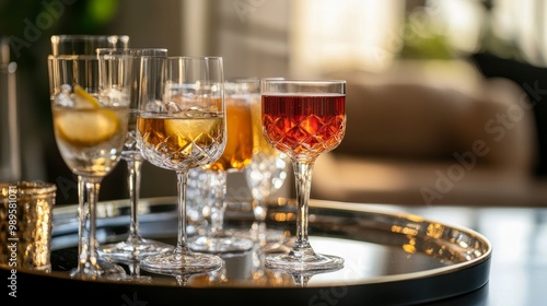 Wallpaper Mural Cocktail glasses at home on a tray, ready for partygoers Torontodigital.ca