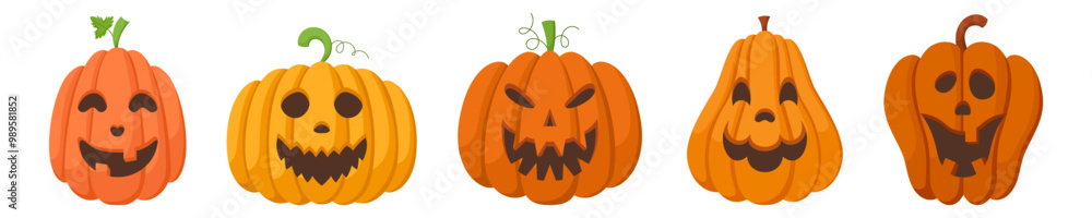 Pumpkins with happy faces Pumpkins with happy faces