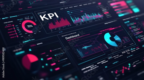 Modern KPI Dashboard Interface with Data Visualization and Key Performance Indicators for Business Analytics