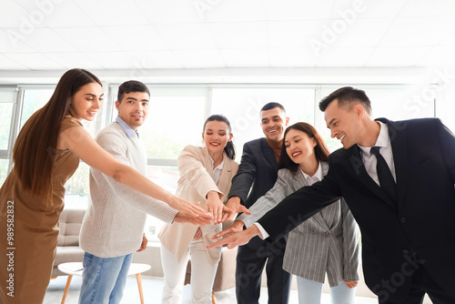 Group of business people pu...