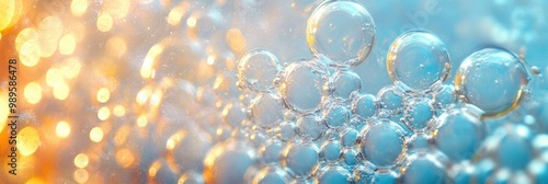 Bubble foam texture on the surface of a carbonated drink, sparkling with tiny bubbles
