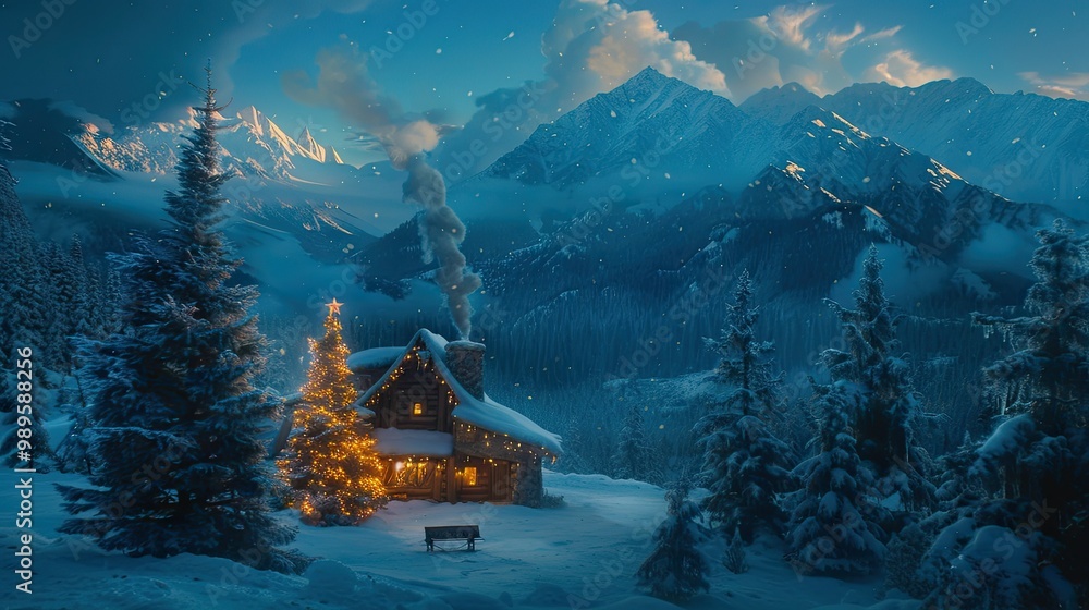 A cozy, snow-covered mountain home A cozy, snow-covered mountain home