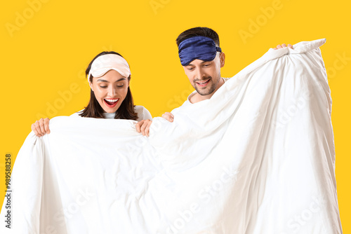 Young couple with sleeping ...