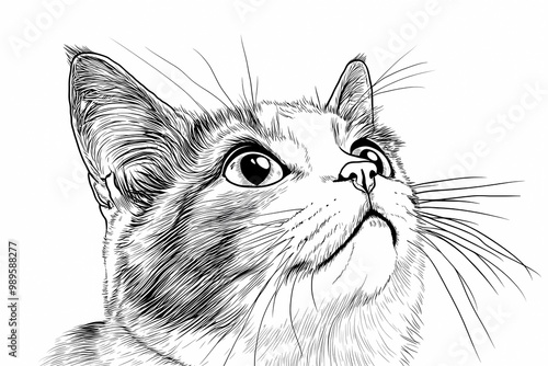  Adorable cat coloring page for children, perfect for creative stock illustrations. photo