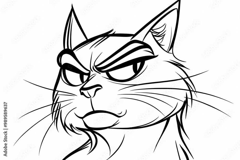 Obraz premium Adorable cat coloring page for children, perfect for creative stock illustrations.