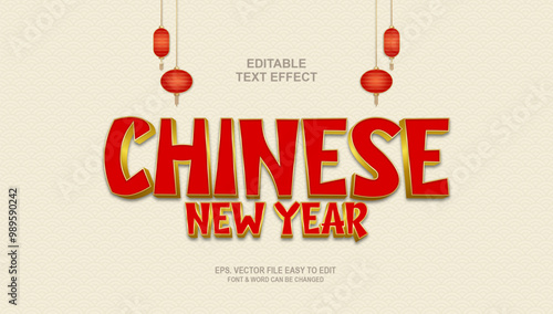 3d Chinese new year editable text effect golden style