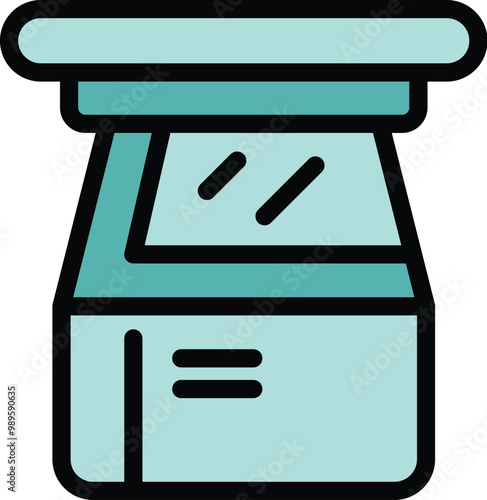 Magnetic resonance imaging scanner showing human body scan icon for web, mobile and infographics