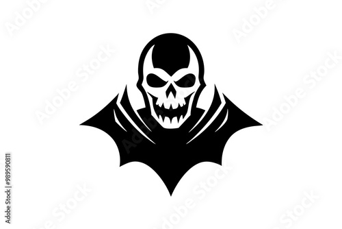Human Skull with Bat Concept, Evil night Avatar Vector Icon Design, Halloween costume Symbol, Holiday Celebrations Face Mask Sign, Scary Monster characters Stock illustration