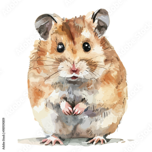 Watercolor vector of Hamster, isolated on a white background, and Hamster vector