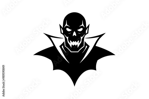 Human Skull with Bat Concept, Evil night Avatar Vector Icon Design, Halloween costume Symbol, Holiday Celebrations Face Mask Sign, Scary Monster characters Stock illustration