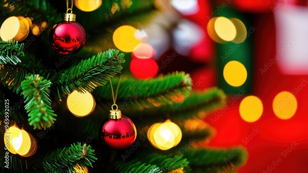 Defocused Christmas tree. Defocused Lights. Christmas tree background Defocused Christmas tree. Defocused Lights. Christmas tree background
