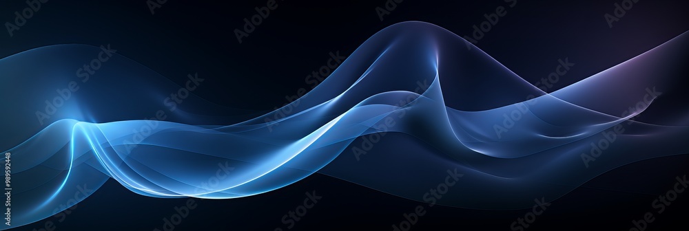 Elegant blue abstract waves flowing gracefully against a dark background in a digital design Elegant blue abstract waves flowing gracefully against a dark background in a digital design