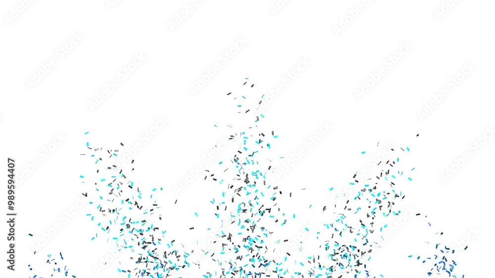 three streams of confetti shoot from the bottom center of the image upwards - separate alpha channel - 4K three streams of confetti shoot from the bottom center of the image upwards - separate alpha channel - 4K