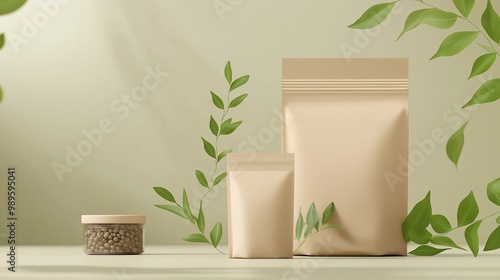 Blank Packaging With Green Leaf