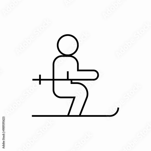 ski sledge sleigh snowboard  icon sign vector