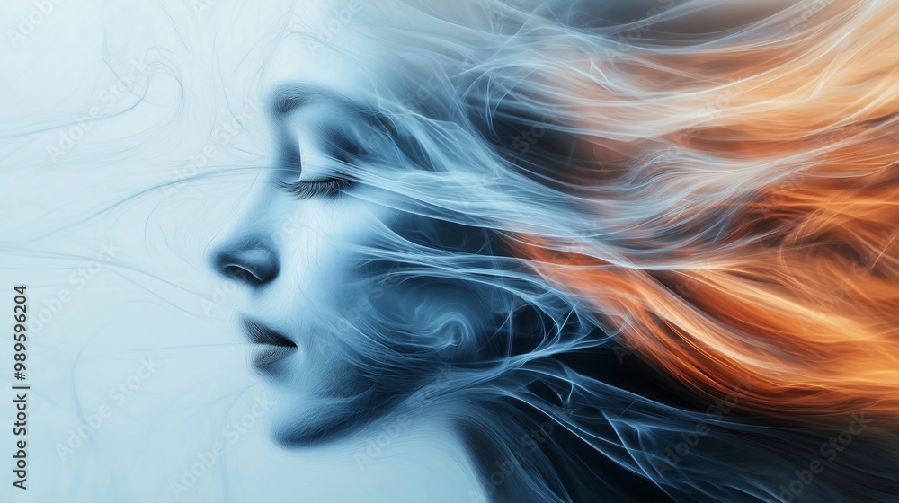 Woman Smoke Art Portrait Serene Beauty Woman Smoke Art Portrait Serene Beauty