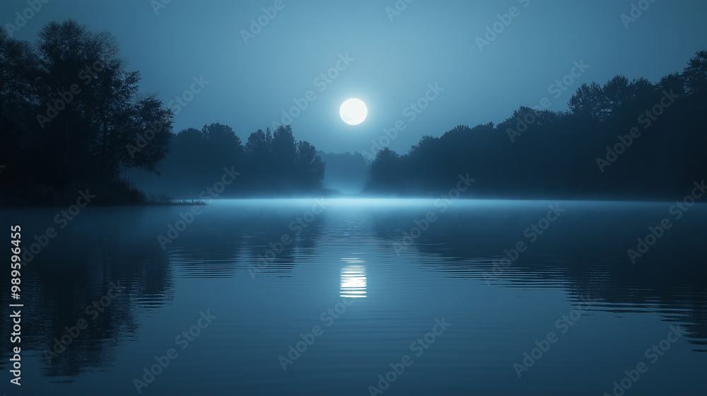 A stunning and surreal photo of a serene lake illuminated by the moonlight, with rippling shadows creating mysterious shapes on the water A stunning and surreal photo of a serene lake illuminated by the moonlight, with rippling shadows creating mysterious shapes on the water