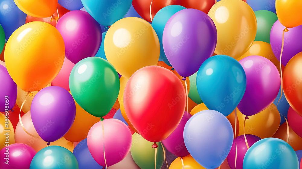 A birthday party scene filled with colorful balloons A birthday party scene filled with colorful balloons