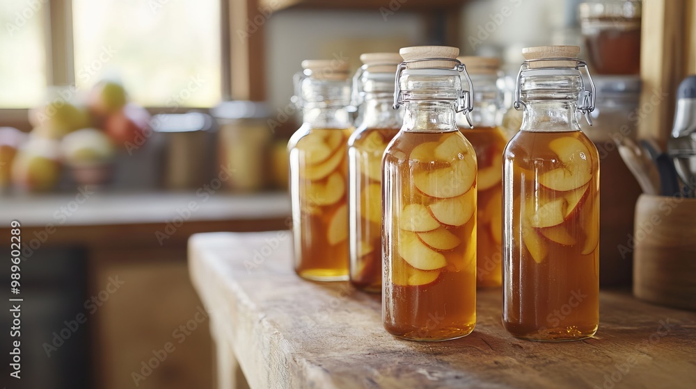 Homemade apple vinegar, made with natural ingredients, is a great way to add flavor and health benefits to your meals. Made with real apples, it's a natural source of probiotics and antioxidants Homemade apple vinegar, made with natural ingredients, is a great way to add flavor and health benefits to your meals. Made with real apples, it's a natural source of probiotics and antioxidants