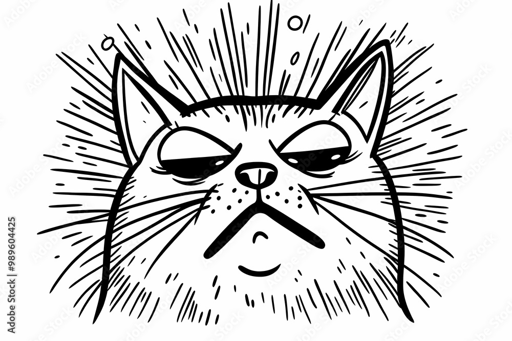 Obraz premium Adorable cat coloring page for children, perfect for creative stock illustrations.