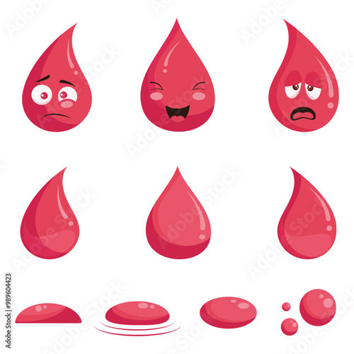 Red blood drop vector illustration icon set