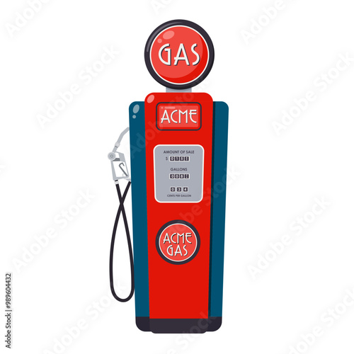 Isolated old fashioned vintage gas or petrol pump icon graphic