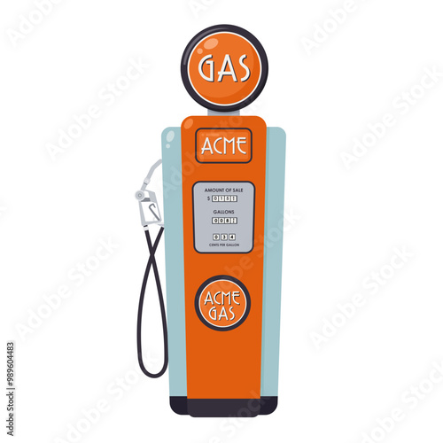 Isolated old fashioned vintage gas or petrol pump icon graphic
