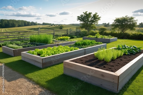 Elevated Rustic Garden Beds in Modern Landscapes Growing Herbs Spices and Crops in the Countryside photo