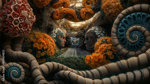 Wallpaper Mural Surreal Garden With Abstract Shapes and Floral Elements in Dreamlike Setting Torontodigital.ca