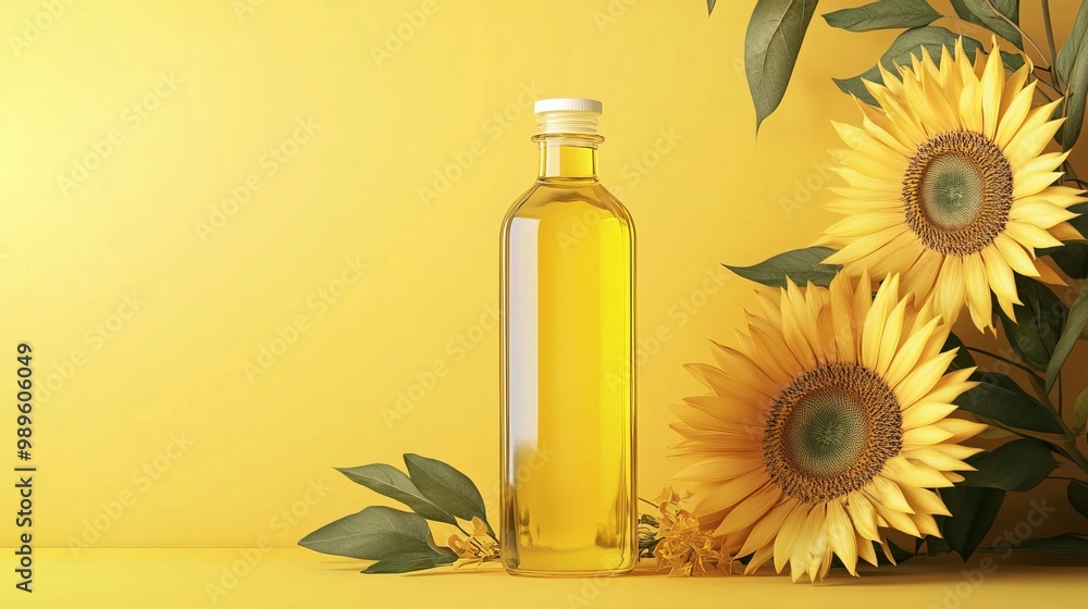 Presenting the goodness of nature! Our fresh Sunflower Oil mockup design showcases the purity, naturality, and nourishment of this wholesome oil. Perfect for capturing attention in advertising Presenting the goodness of nature! Our fresh Sunflower Oil mockup design showcases the purity, naturality, and nourishment of this wholesome oil. Perfect for capturing attention in advertising