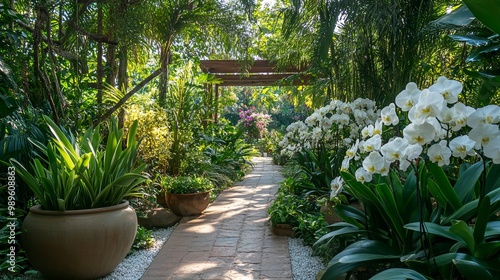 Vibrant Phalaenopsis orchids thrive in the natural backdrop of a Thai nursery, showcasing the beauty of nature's canvas. Amidst lush greenery, these delicate blooms stand out, inviting admiration