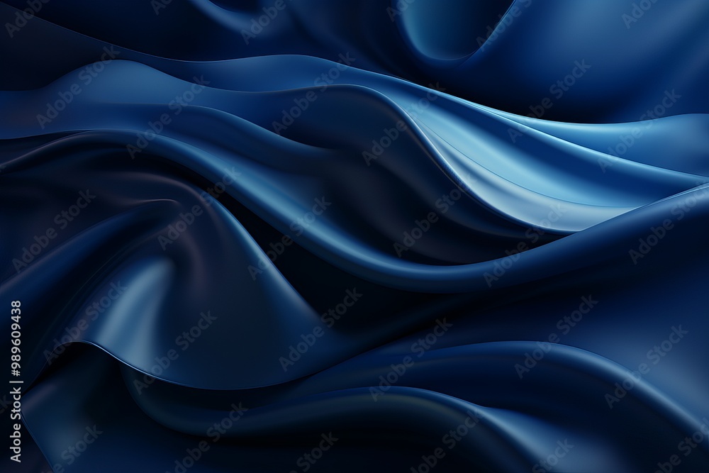 Flowing blue fabric creates a serene and elegant atmosphere in soft natural light Flowing blue fabric creates a serene and elegant atmosphere in soft natural light
