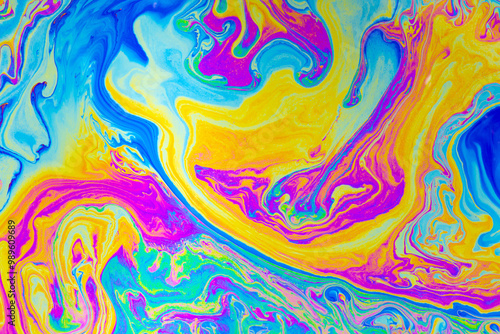 Psychedelic multicolored background abstract. Rainbow colors. patterns background. Photo macro shot of soap bubbles