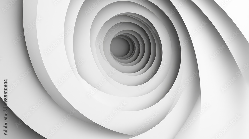 Obraz premium A sleek modern design featuring dynamic concentric shapes with a white to grey gradient, creating an abstract and layered visual effect